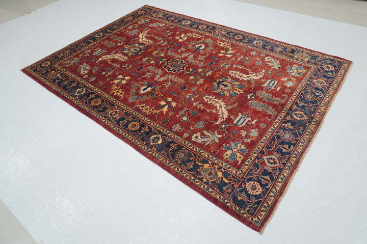 5'10" x 8'4" Red Heriz Red Afghan Hand knotted Wool Oriental Rug - Yildiz Rugs