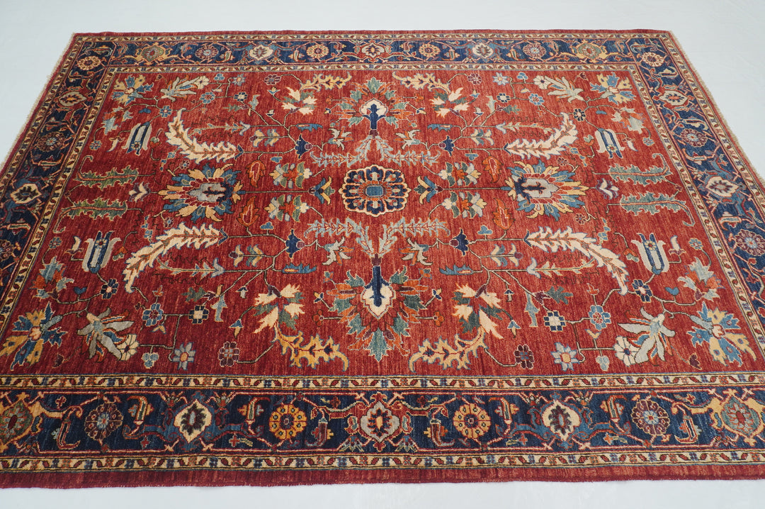 5'10" x 8'4" Red Heriz Red Afghan Hand knotted Wool Oriental Rug - Yildiz Rugs