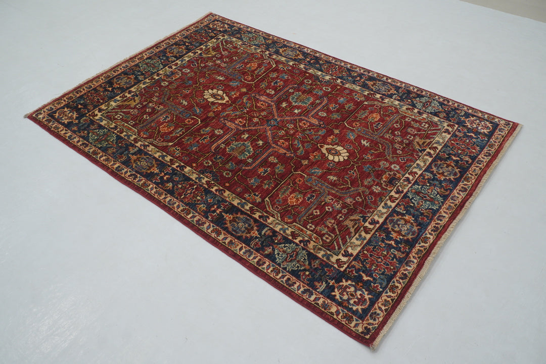 4x6 Red Bidjar Afghan hand knotted Oriental Rug