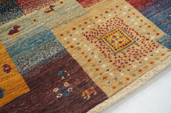 2x7 Multicolor Gabbeh Afghan Hand knotted Runner Rug - Yildiz Rugs