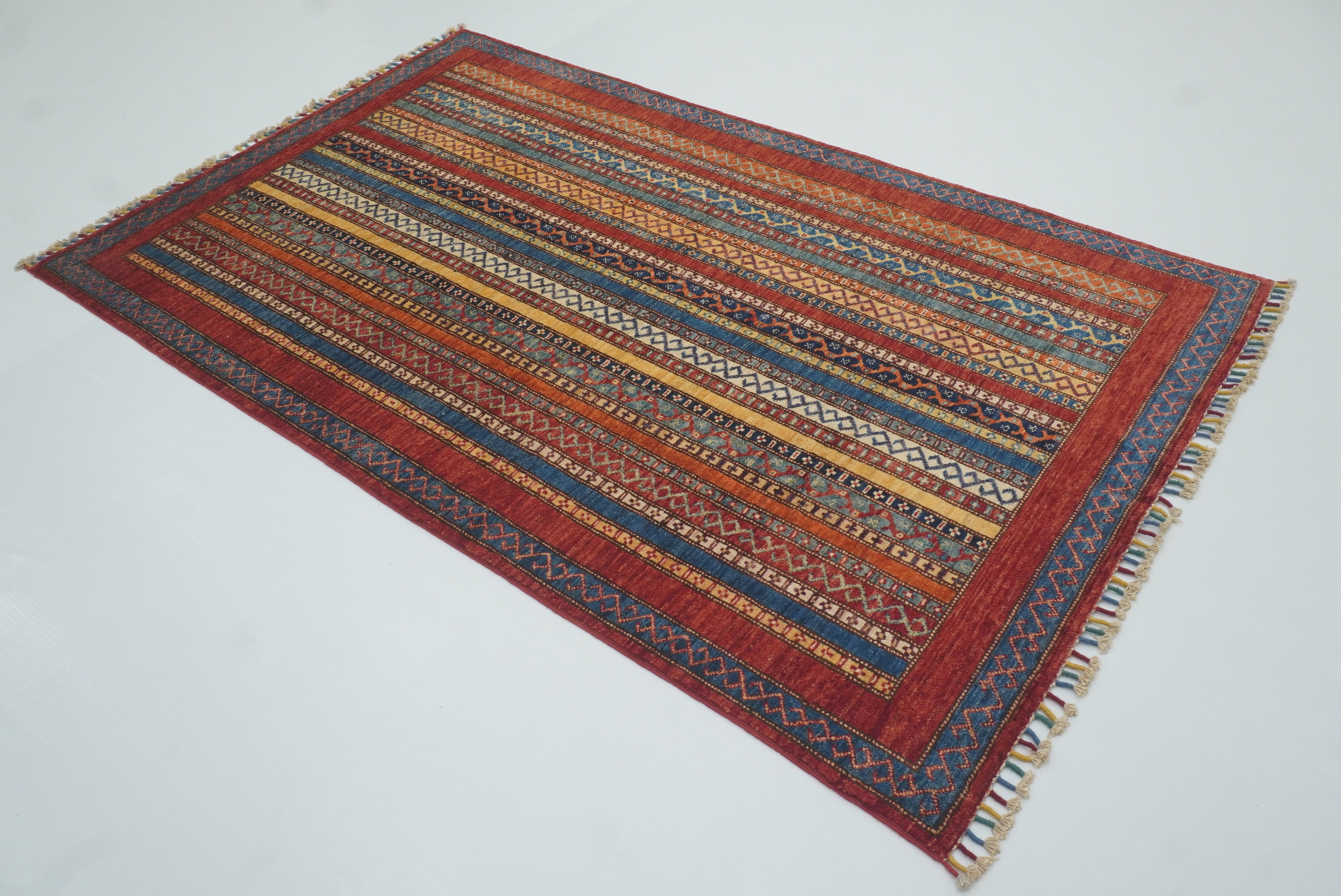 4'x6'6" Red Shawl Hand Knotted Tribal Wool Rug - Yildiz Rugs