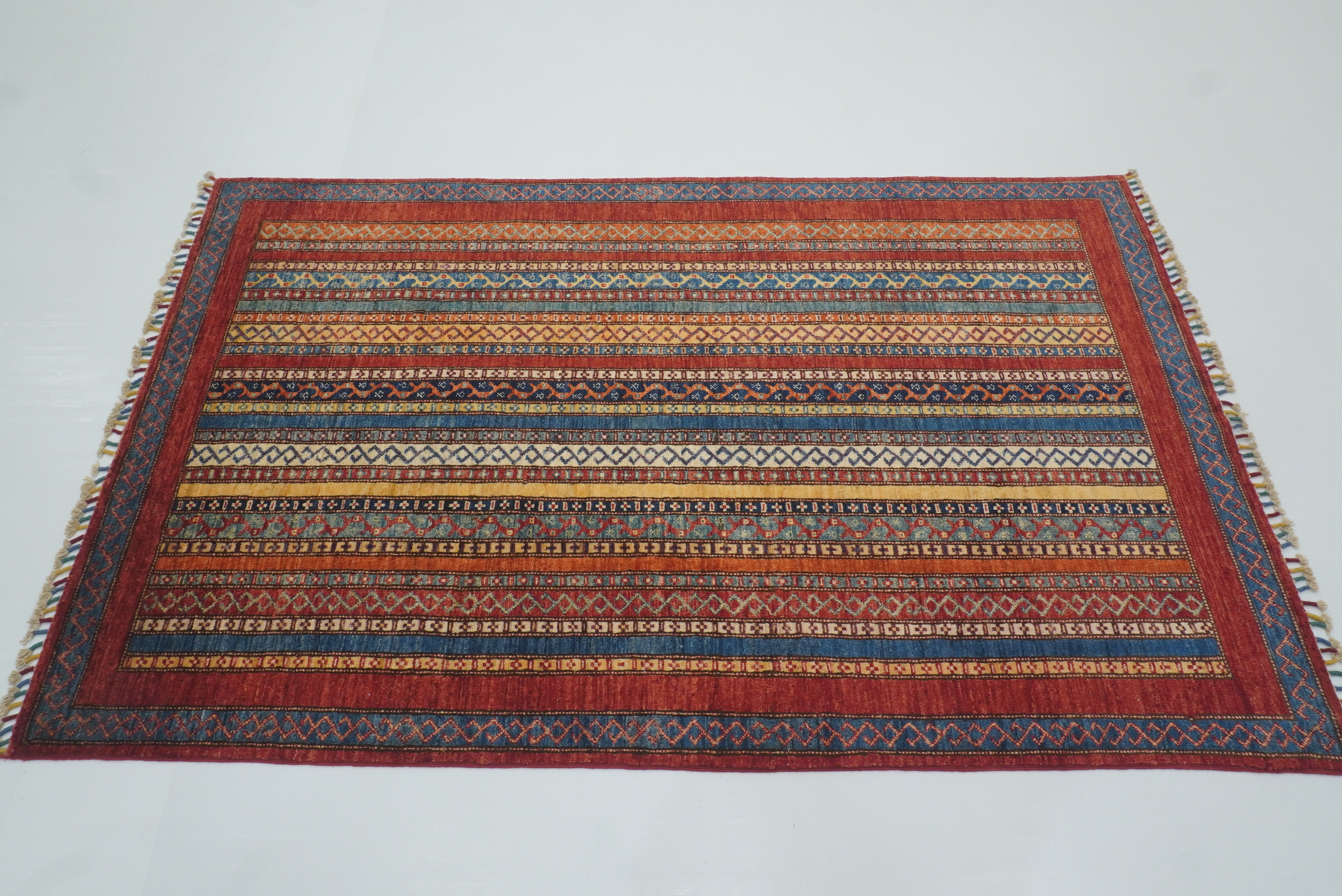 4'x6'6" Red Shawl Hand Knotted Tribal Wool Rug - Yildiz Rugs