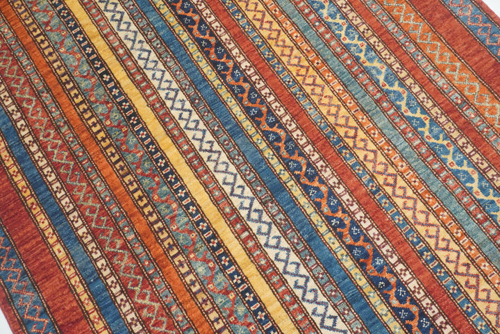 4'x6'6" Red Shawl Hand Knotted Tribal Wool Rug - Yildiz Rugs