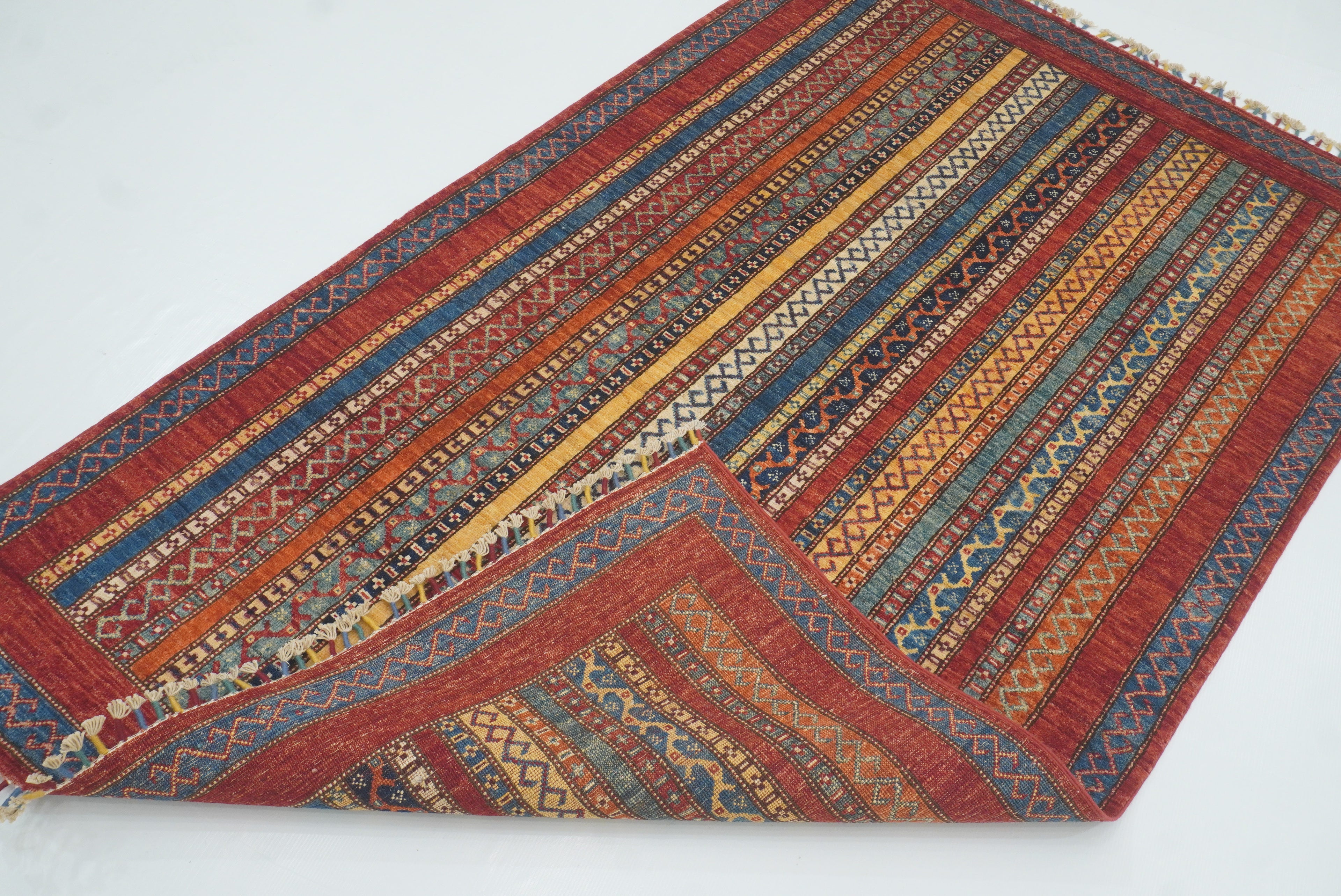 4'x6'6" Red Shawl Hand Knotted Tribal Wool Rug - Yildiz Rugs