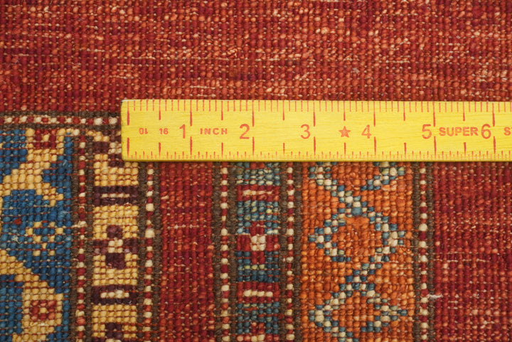 4'x6'6" Red Shawl Hand Knotted Tribal Wool Rug - Yildiz Rugs