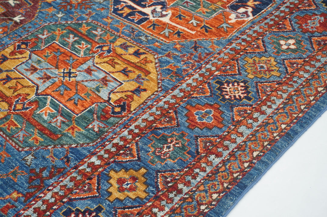 7x8 Blue Ersari Turkmen Afghan hand knotted Oriental Rug - Yildiz Rugs