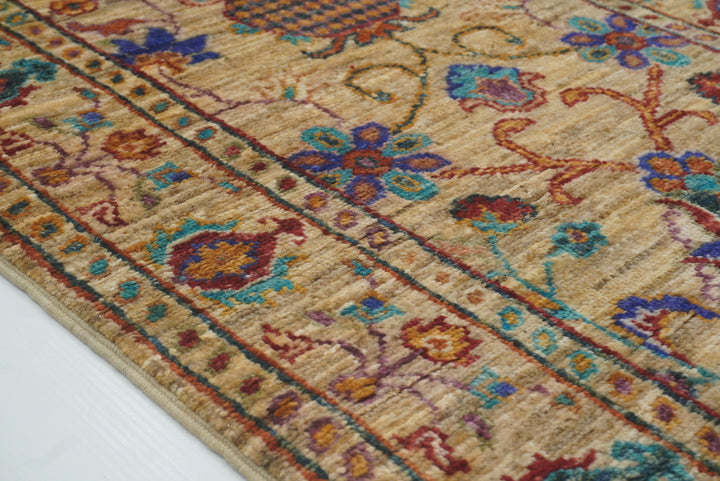 2x6 Beige Waziri Afghan Hand knotted Wool Runner Rug - Yildiz Rugs