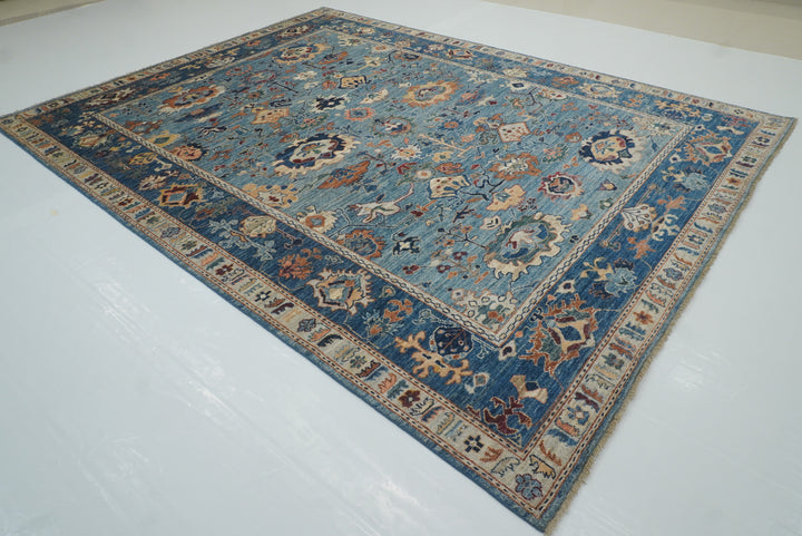 9x12 Blue Oushak Hand knotted Oriental Rug - Yildiz Rugs
