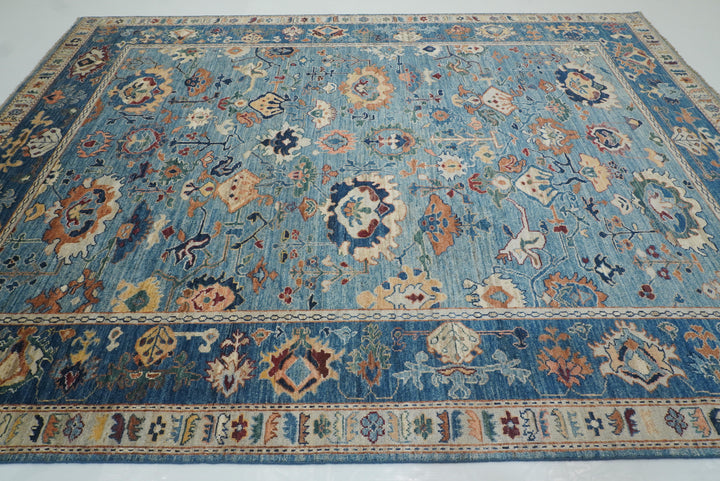 9x12 Blue Oushak Hand knotted Oriental Rug - Yildiz Rugs