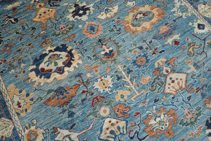 9x12 Blue Oushak Hand knotted Oriental Rug - Yildiz Rugs