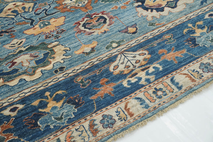 9x12 Blue Oushak Hand knotted Oriental Rug - Yildiz Rugs