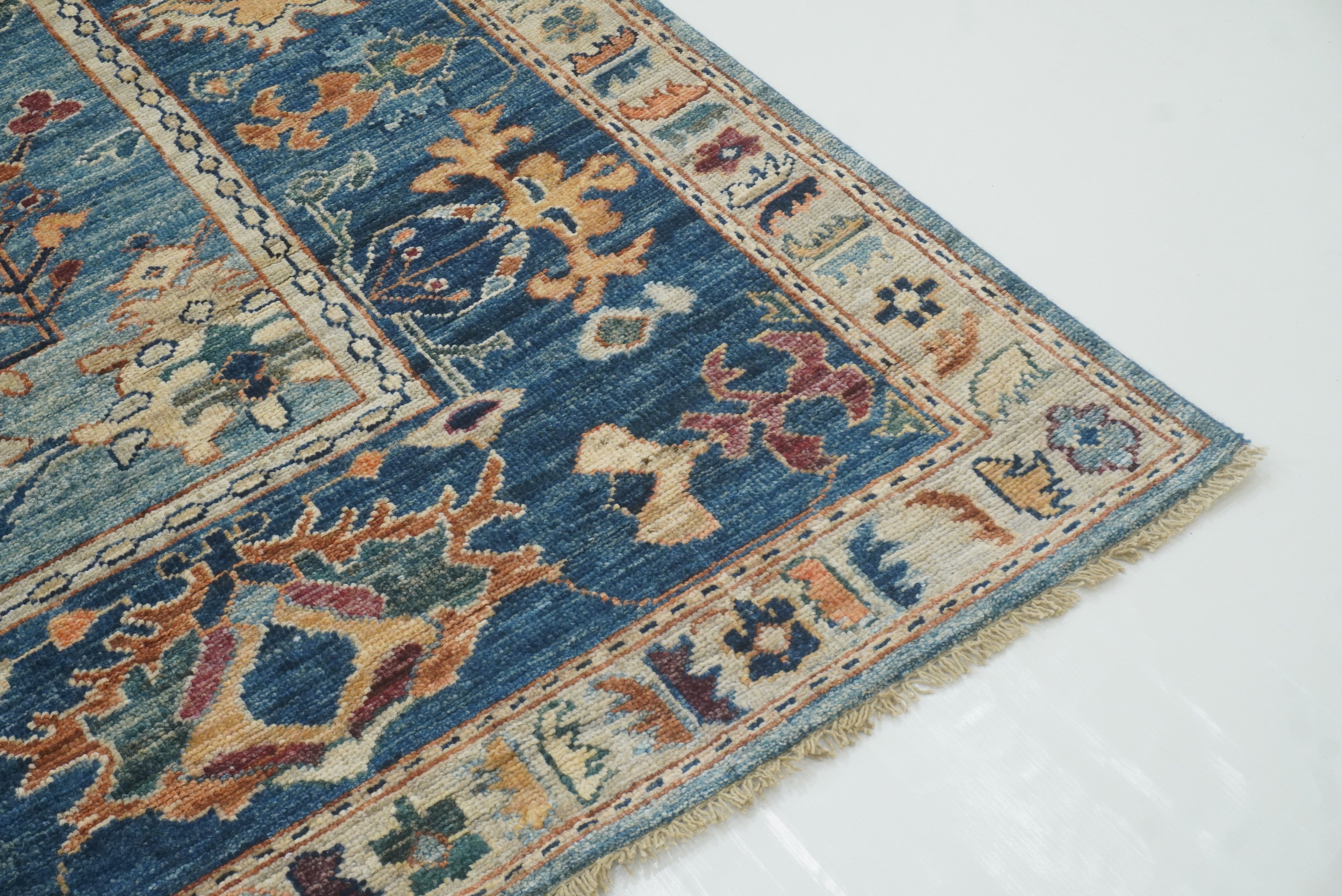 9x12 Blue Oushak Hand knotted Oriental Rug - Yildiz Rugs