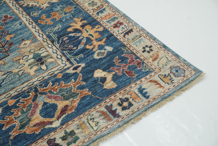 9x12 Blue Oushak Hand knotted Oriental Rug - Yildiz Rugs