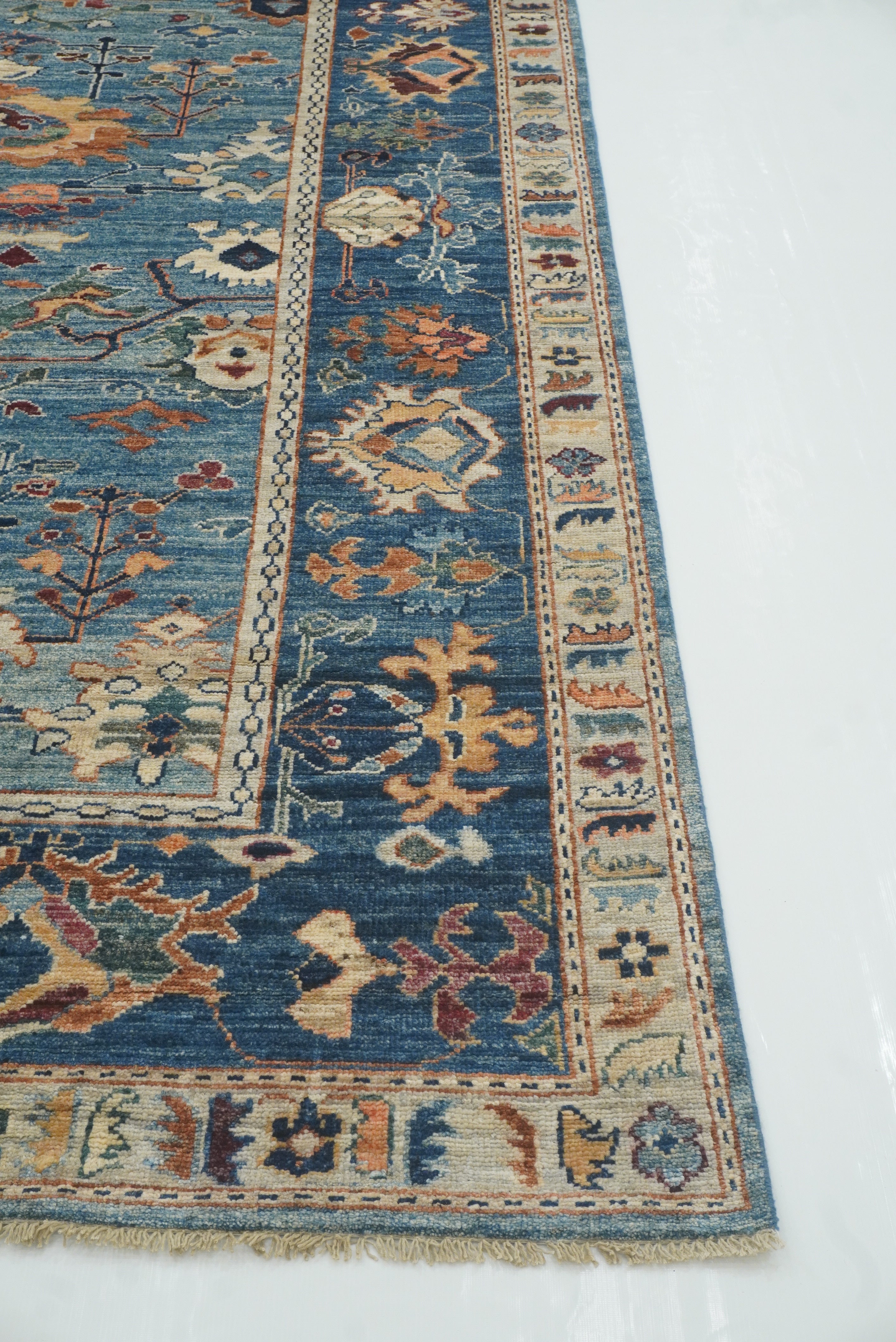 9x12 Blue Oushak Hand knotted Oriental Rug - Yildiz Rugs