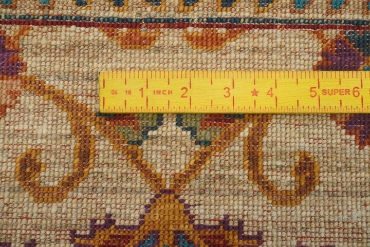 2x6 Beige Waziri Afghan Hand knotted Wool Runner Rug - Yildiz Rugs