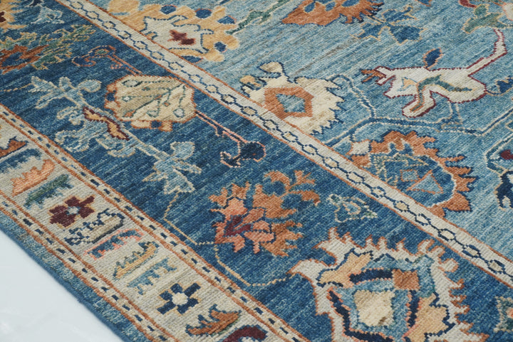 9x12 Blue Oushak Hand knotted Oriental Rug - Yildiz Rugs