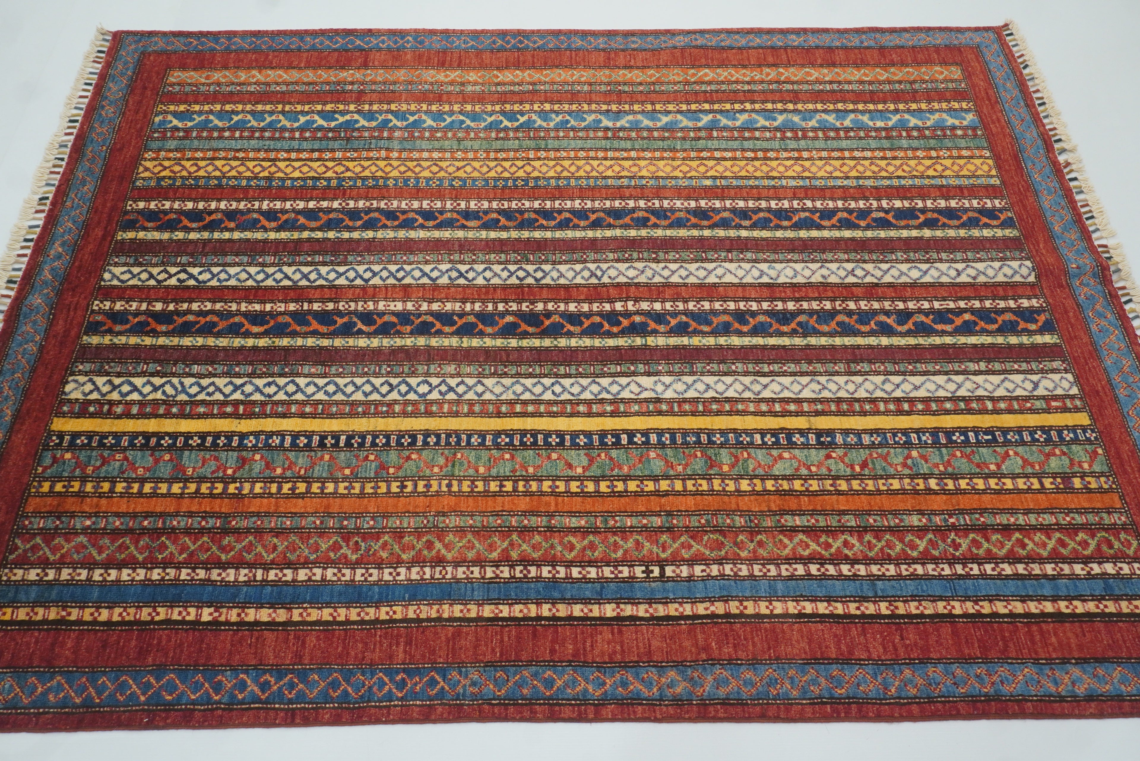 5x7 Red Shawl Hand Knotted Tribal Wool Rug - Yildiz Rugs