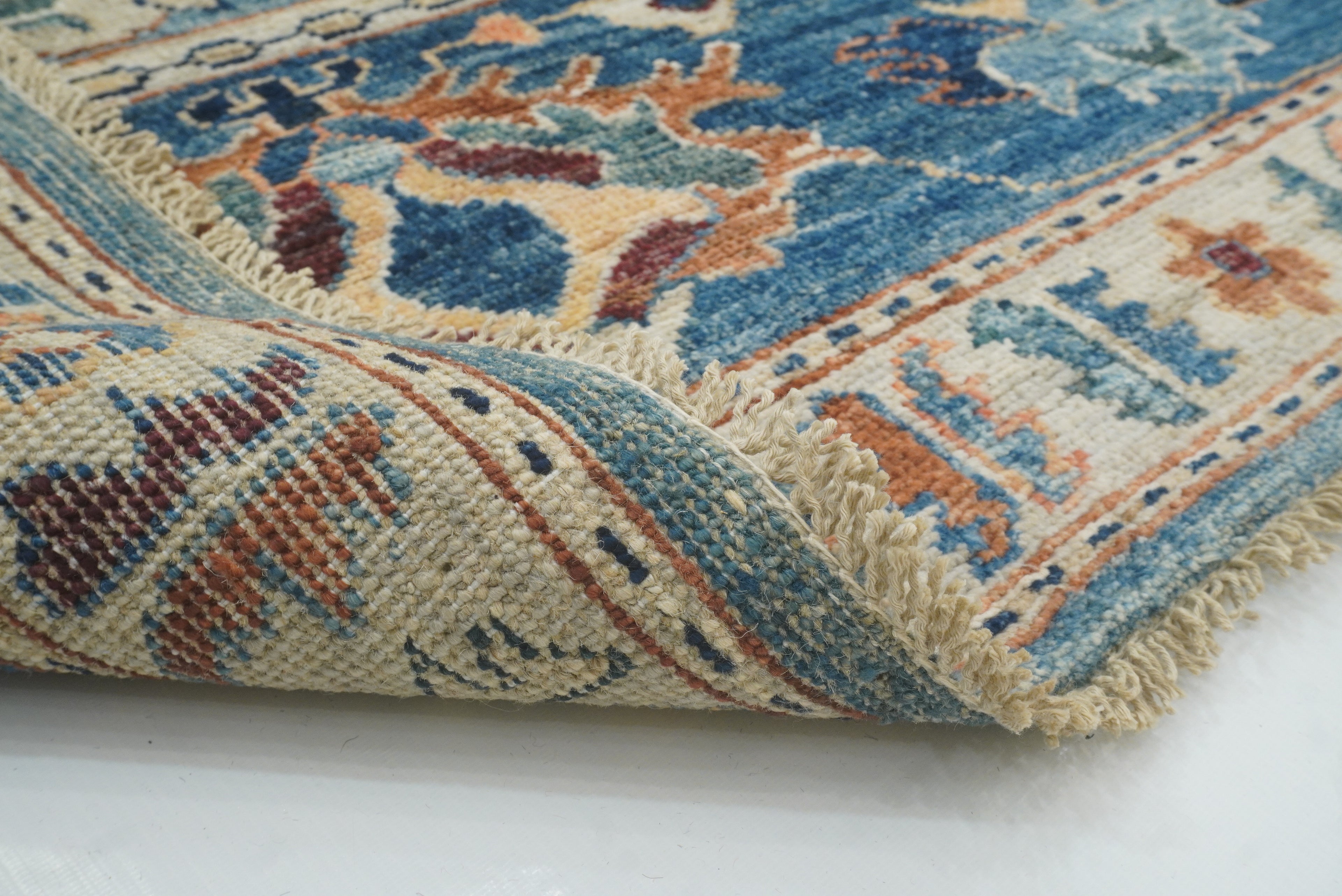 9x12 Blue Oushak Hand knotted Oriental Rug - Yildiz Rugs
