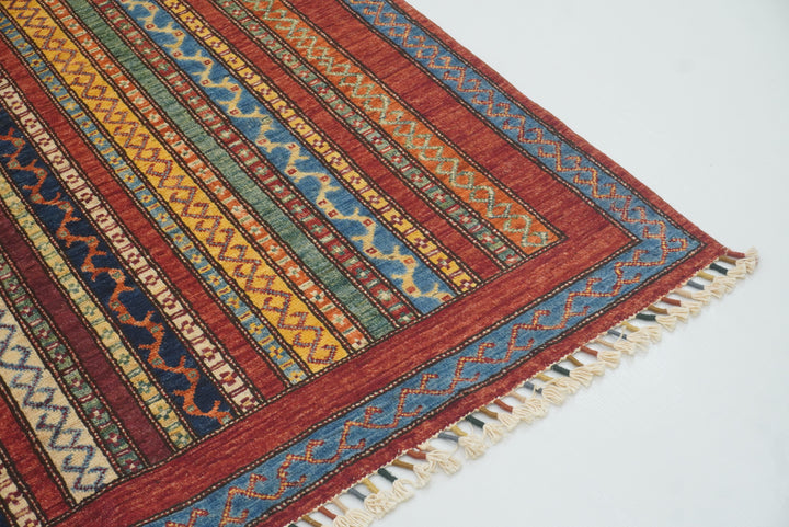5x7 Red Shawl Hand Knotted Tribal Wool Rug - Yildiz Rugs