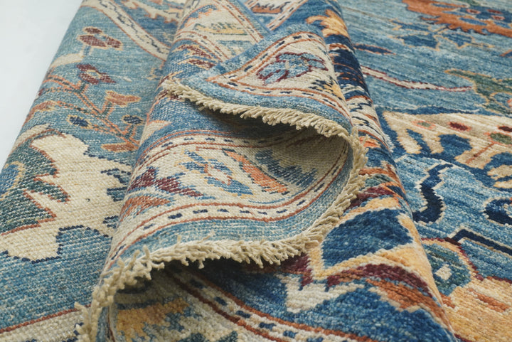9x12 Blue Oushak Hand knotted Oriental Rug - Yildiz Rugs