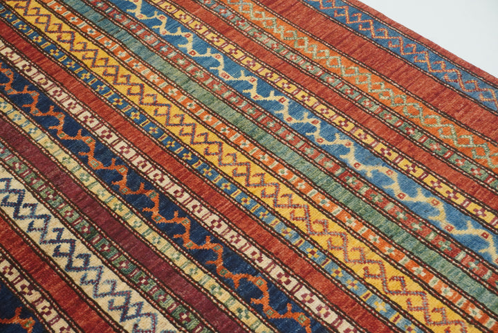 5x7 Red Shawl Hand Knotted Tribal Wool Rug - Yildiz Rugs