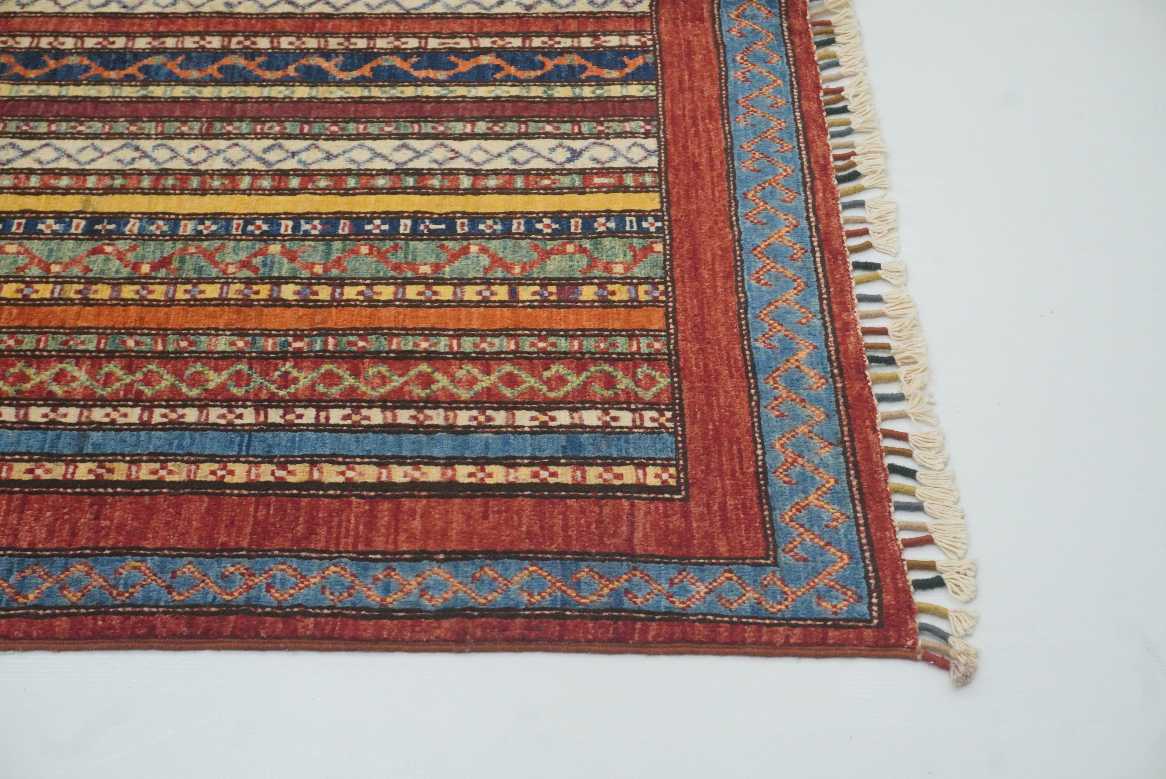 5x7 Red Shawl Hand Knotted Tribal Wool Rug - Yildiz Rugs