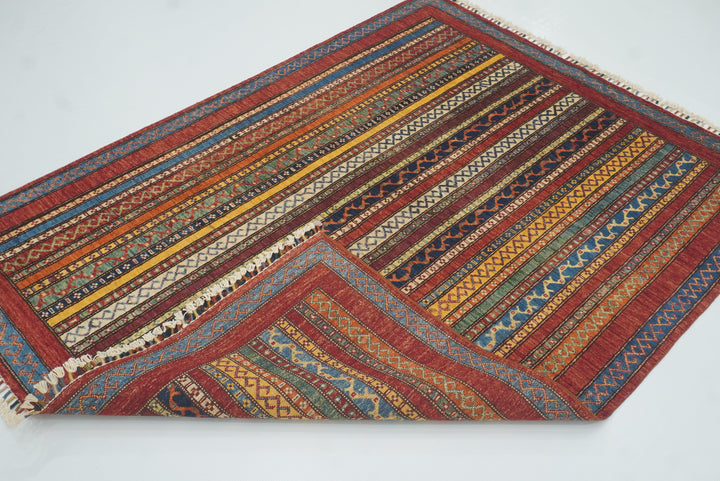 5x7 Red Shawl Hand Knotted Tribal Wool Rug - Yildiz Rugs