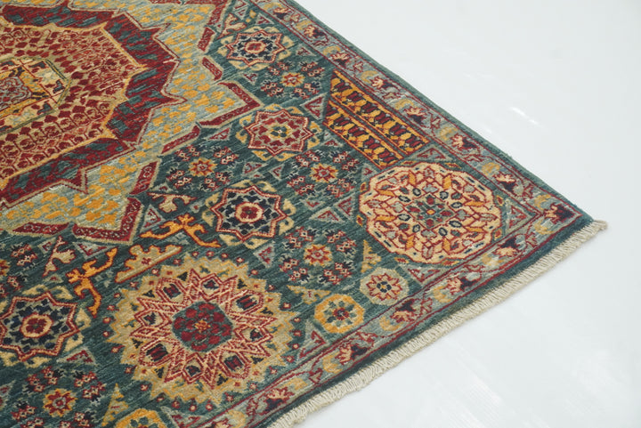 3x4 ft Green Mamluk Hand knotted Rug - Yildiz Rugs