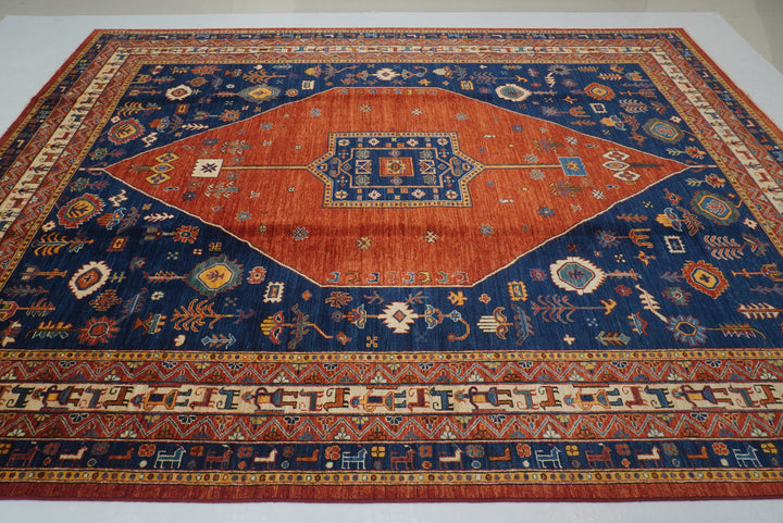 9x12 Red Blue Tribal Gabbeh Afghan Nomad Qashqai Rug