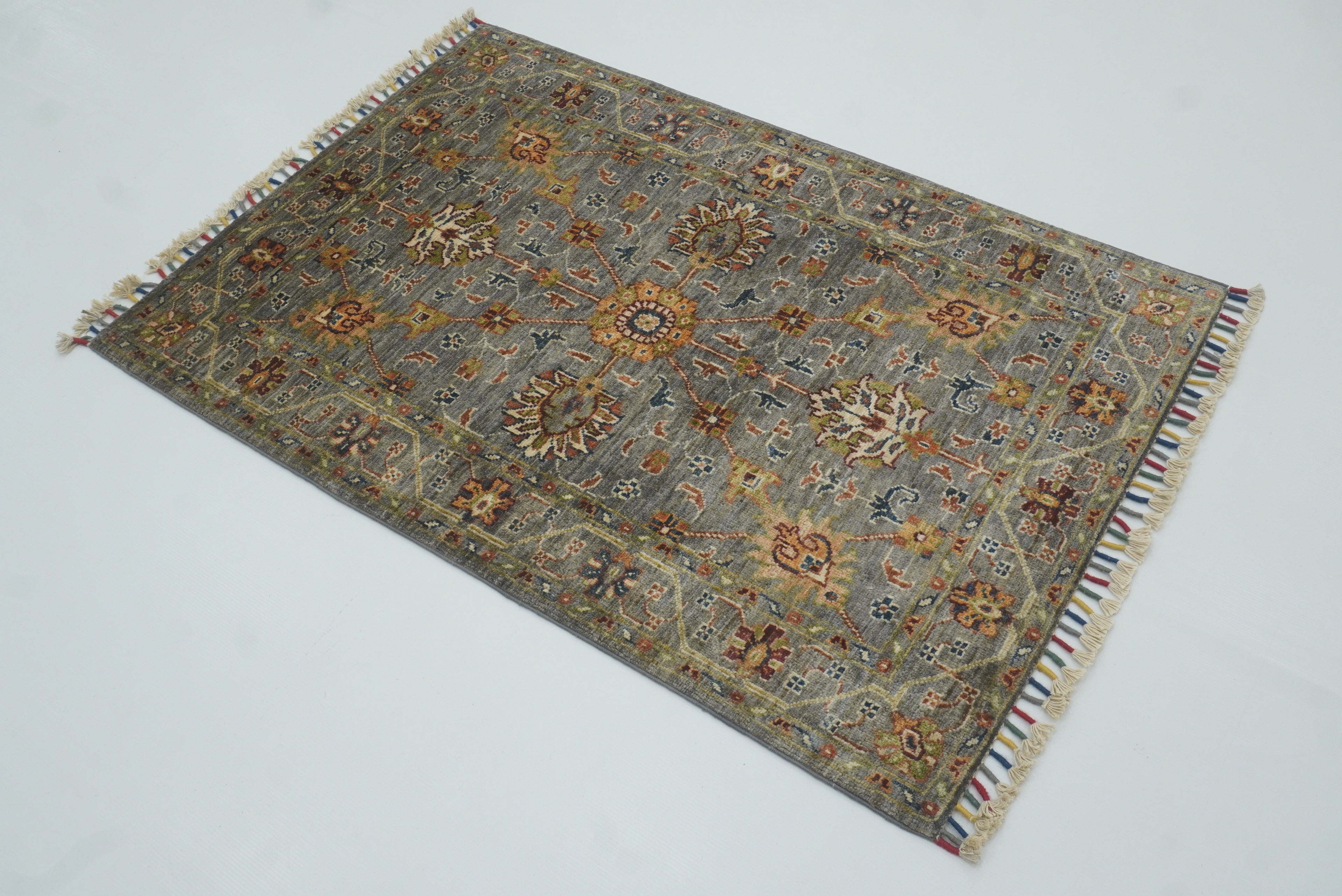 3x4 Gray Waziri Afghan Hand knotted Oriental Rug - Yildiz Rugs