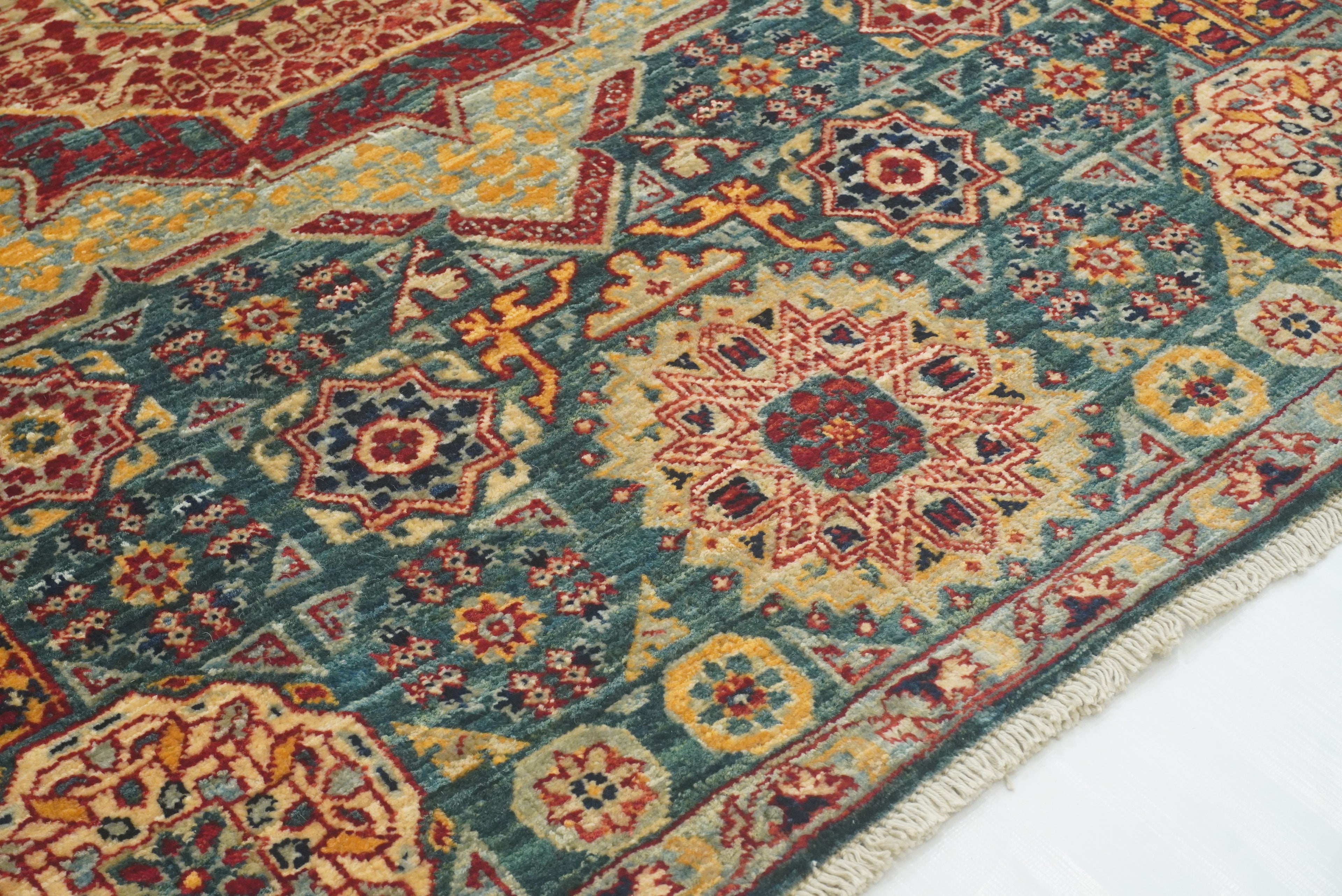 3x4 ft Green Mamluk Hand knotted Rug - Yildiz Rugs