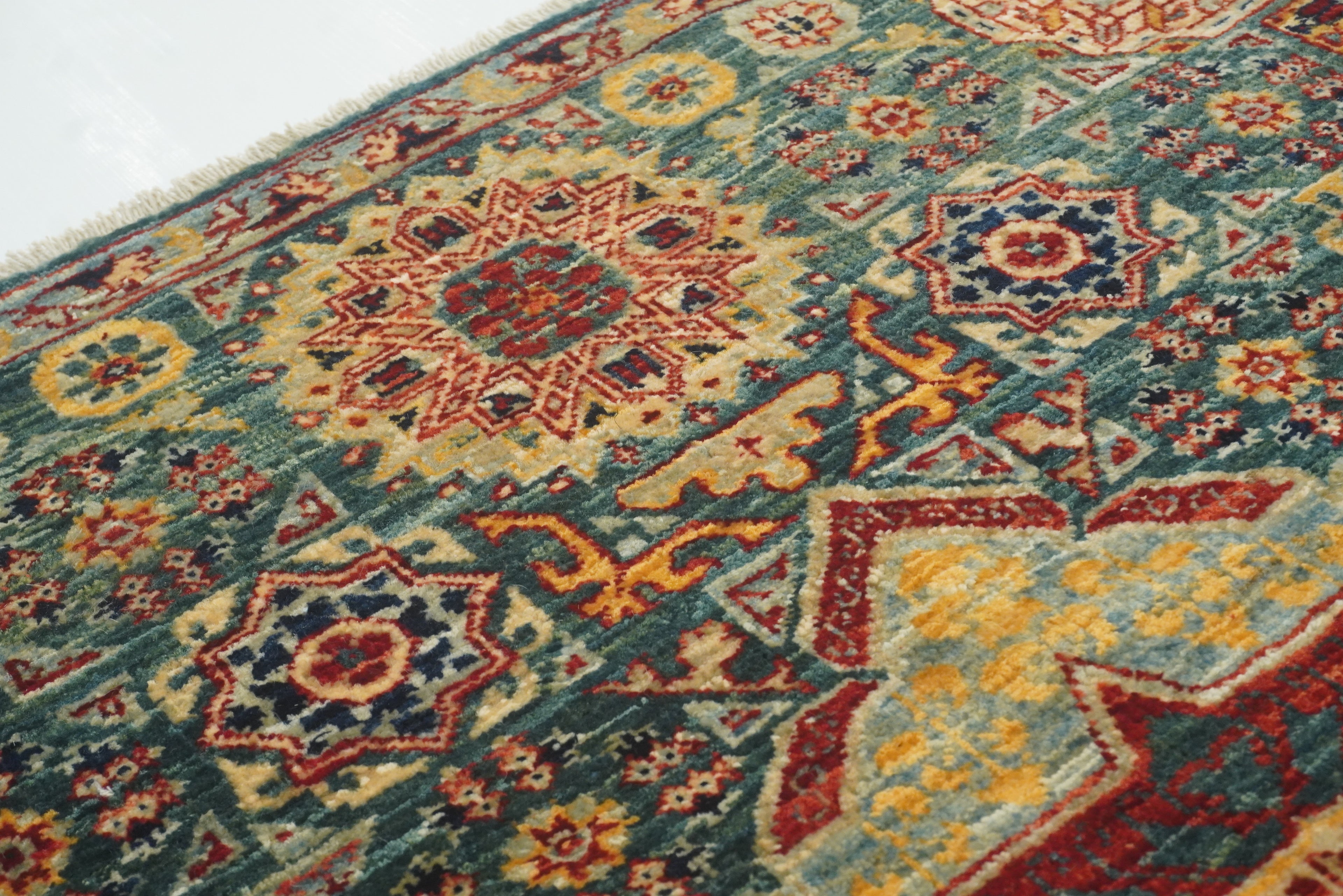 3x4 ft Green Mamluk Hand knotted Rug - Yildiz Rugs