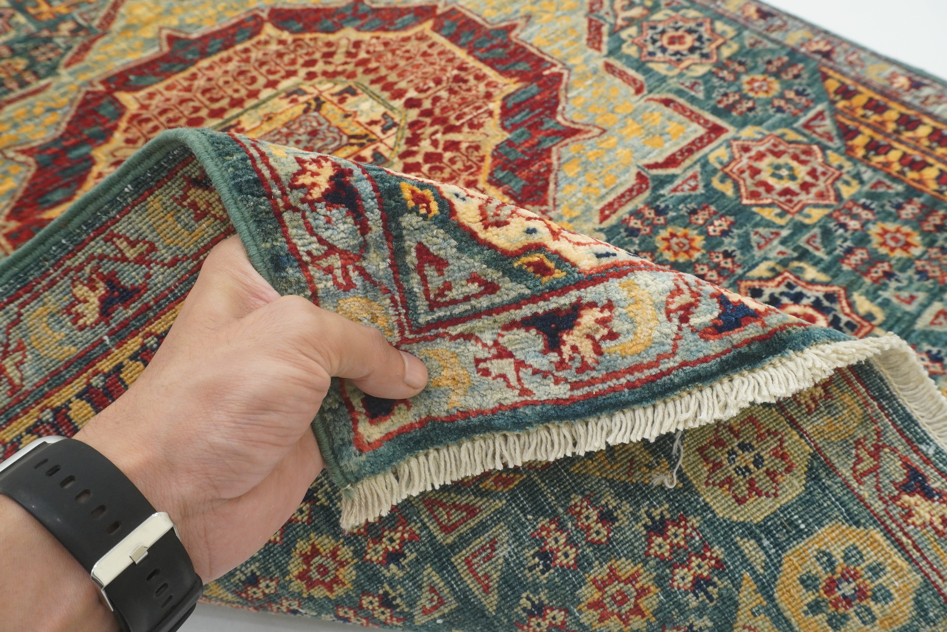 3x4 ft Green Mamluk Hand knotted Rug - Yildiz Rugs