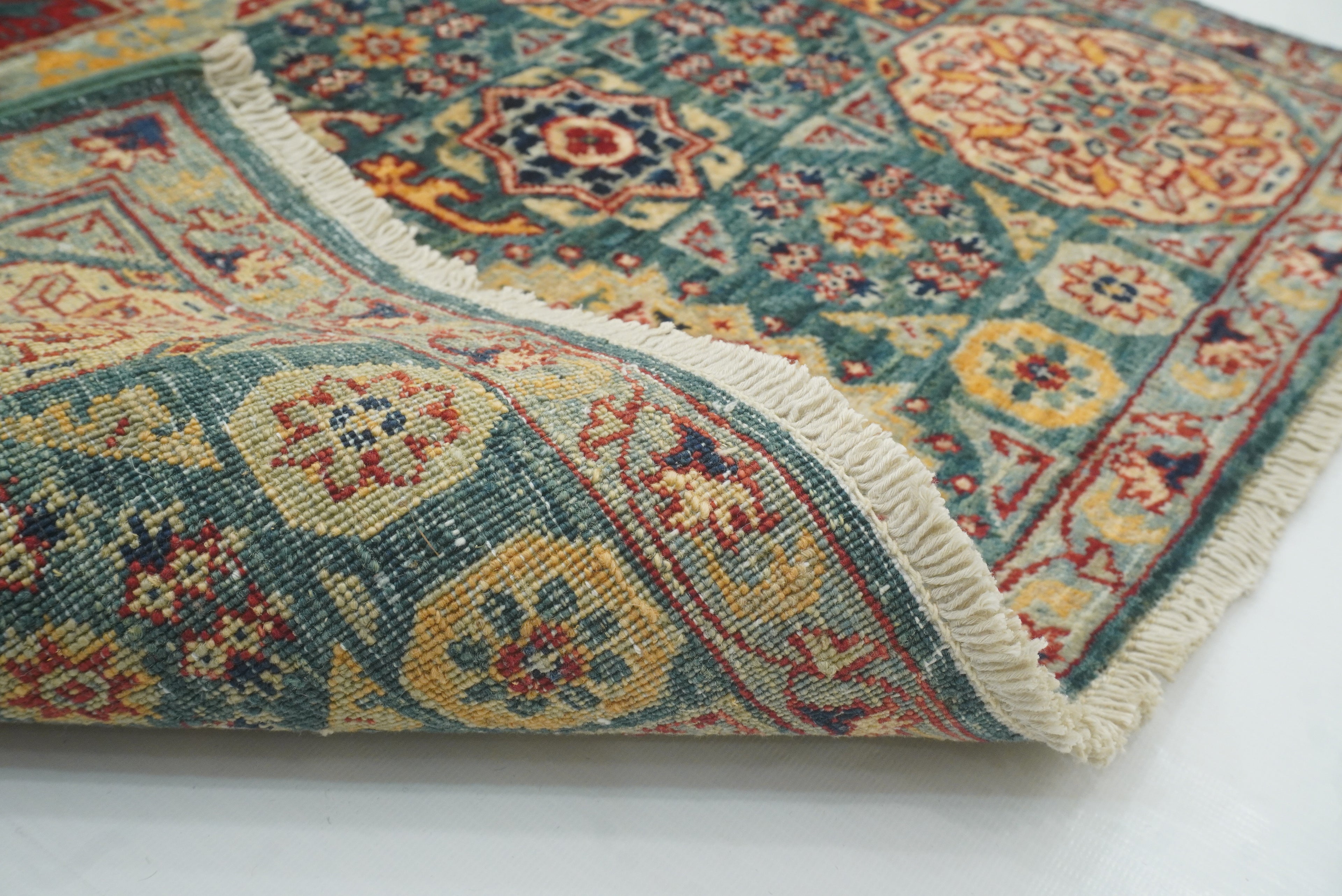 3x4 ft Green Mamluk Hand knotted Rug - Yildiz Rugs