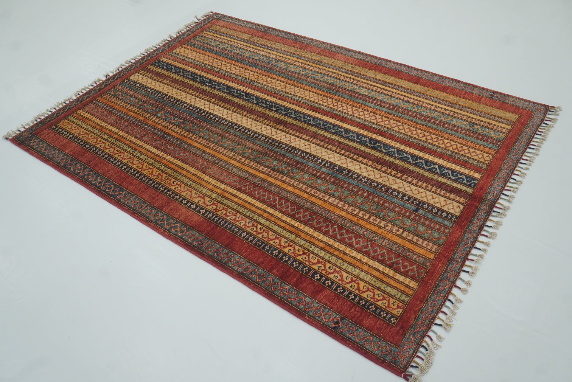 5x7 Red Shawl Hand Knotted Tribal Wool Rug - Yildiz Rugs
