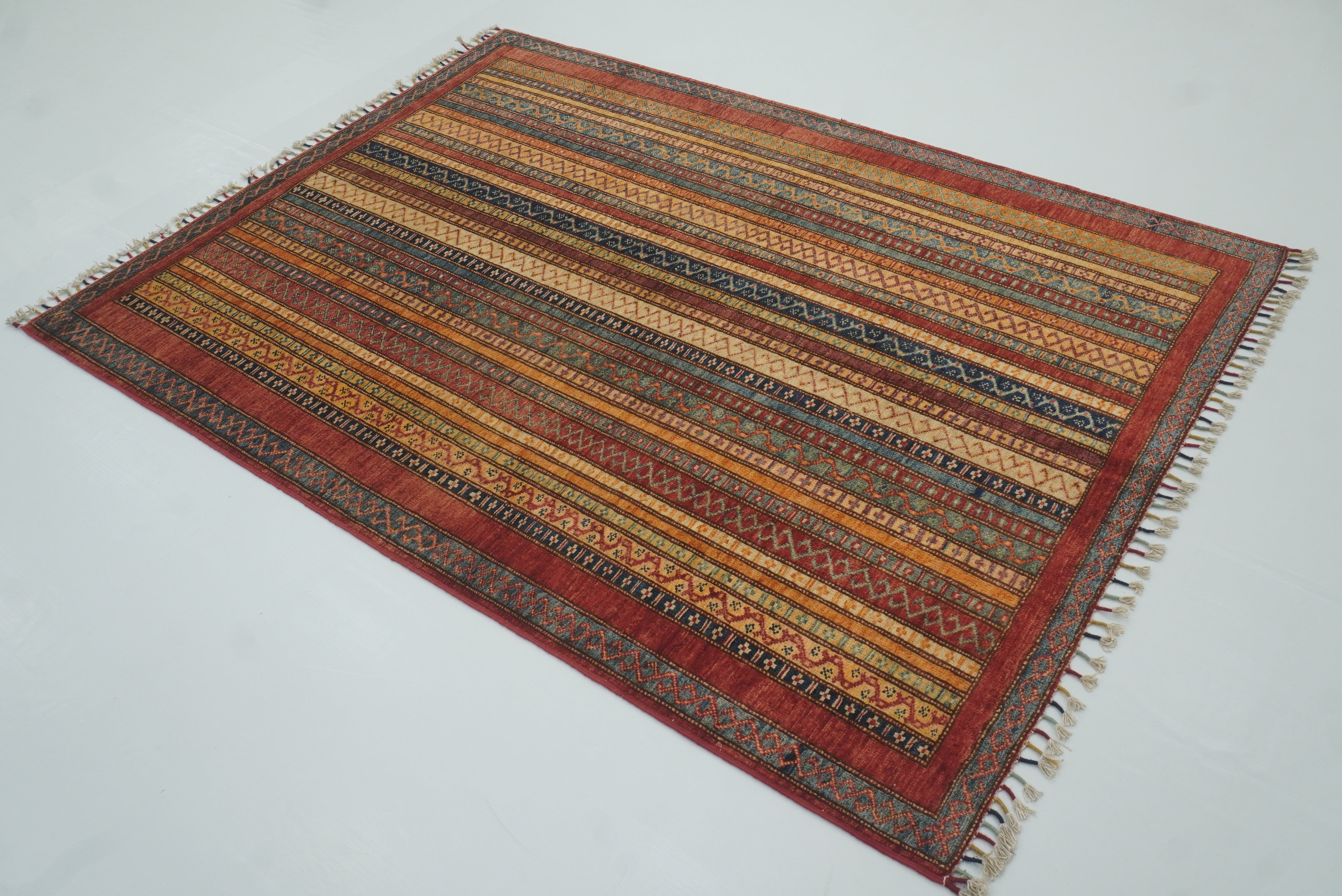 5x7 Red Shawl Hand Knotted Tribal Wool Rug - Yildiz Rugs
