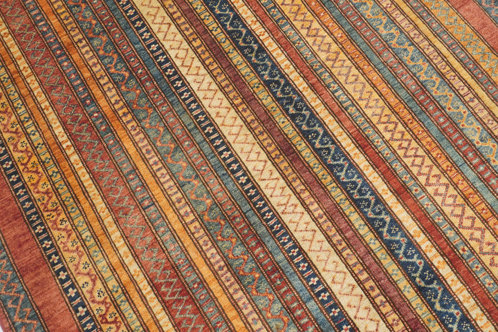 5x7 Red Shawl Hand Knotted Tribal Wool Rug - Yildiz Rugs