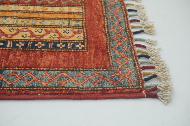 5x7 Red Shawl Hand Knotted Tribal Wool Rug - Yildiz Rugs