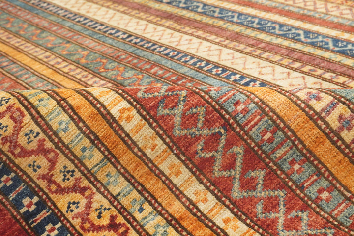 5x7 Red Shawl Hand Knotted Tribal Wool Rug - Yildiz Rugs