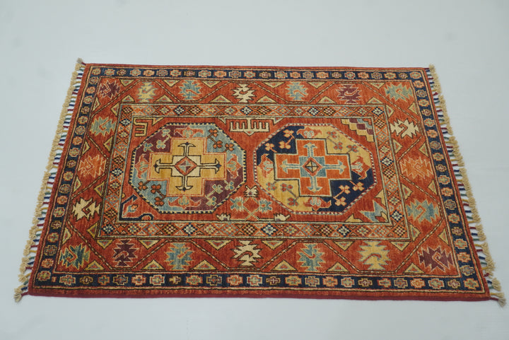 3x4 Red Ersari Hand Knotted Afghan Oriental Rug - Yildiz Rugs