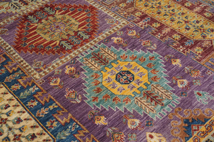 6x8 Purple Baluch Afghan Hand Knotted Bohemian Rug