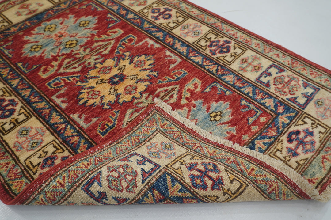 Red 2x3 Kazak Afghan Hand knotted Accent Rug - Yildiz Rugs