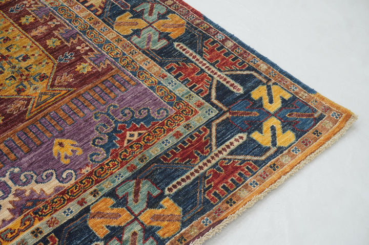 6x8 Purple Baluch Afghan Hand Knotted Bohemian Rug