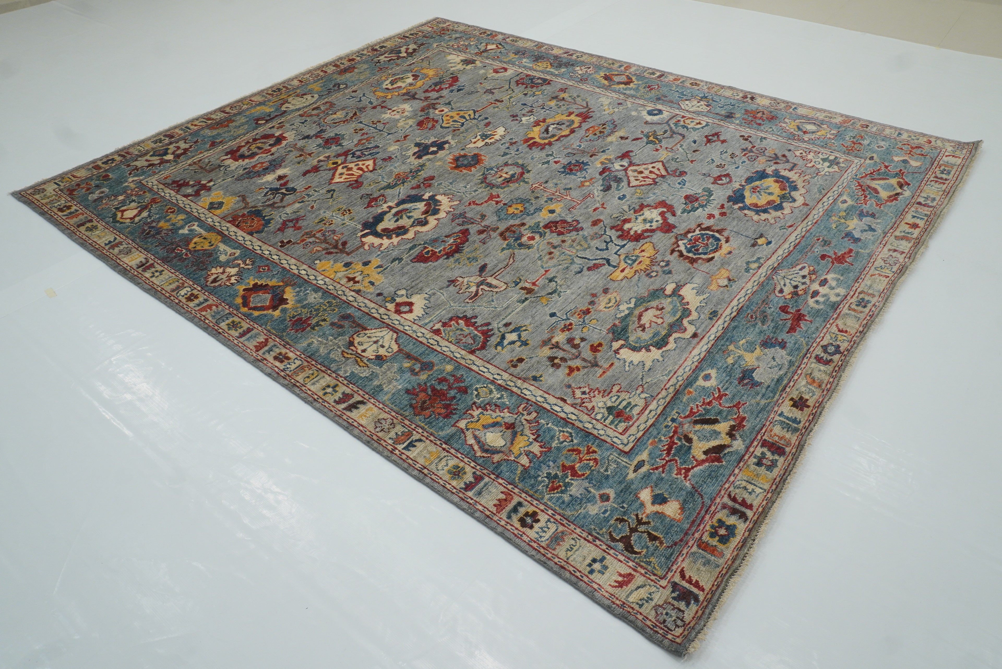 8x10 Gray Oushak Hand knotted Oriental Rug - Yildiz Rugs