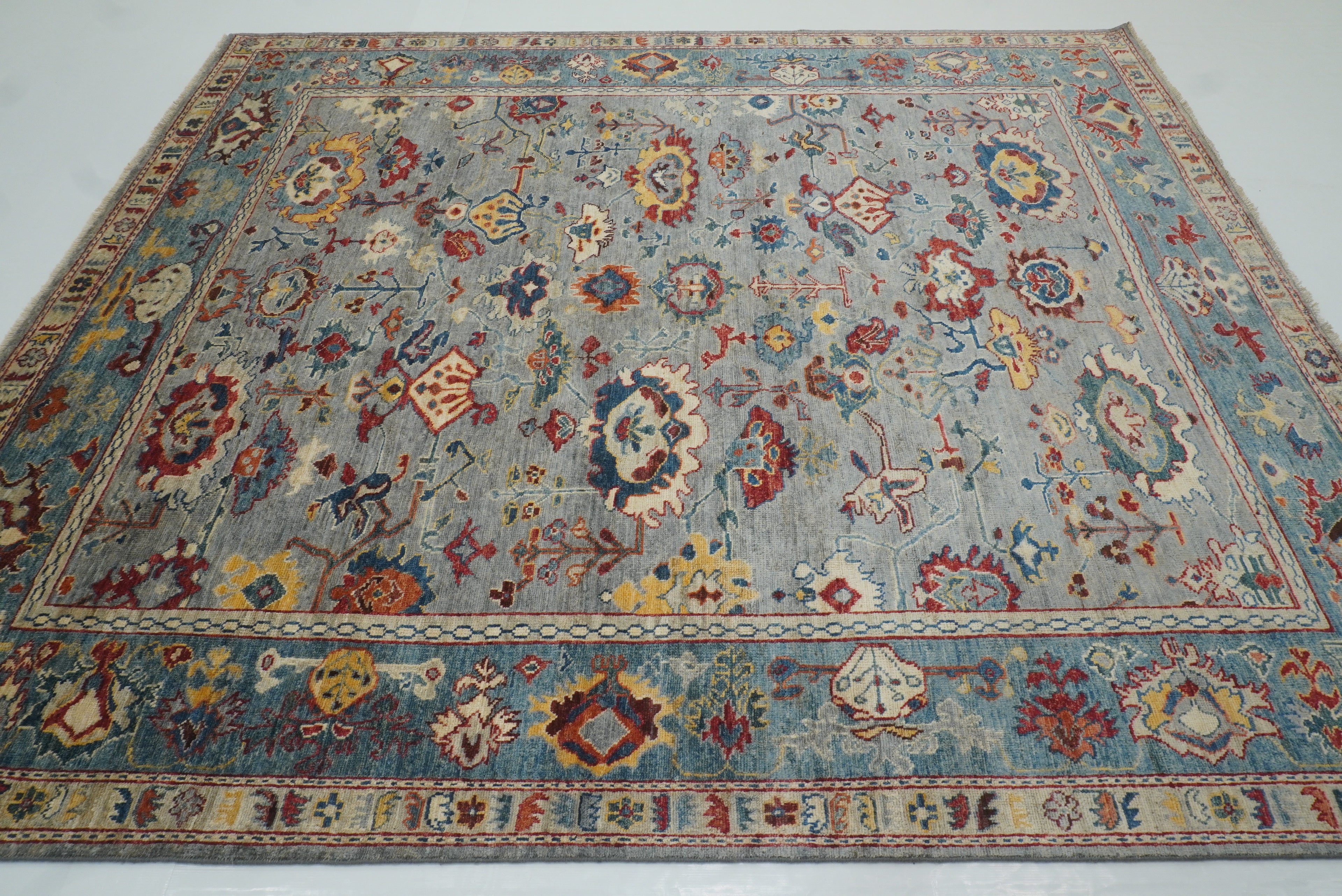 8x10 Gray Oushak Hand knotted Oriental Rug - Yildiz Rugs