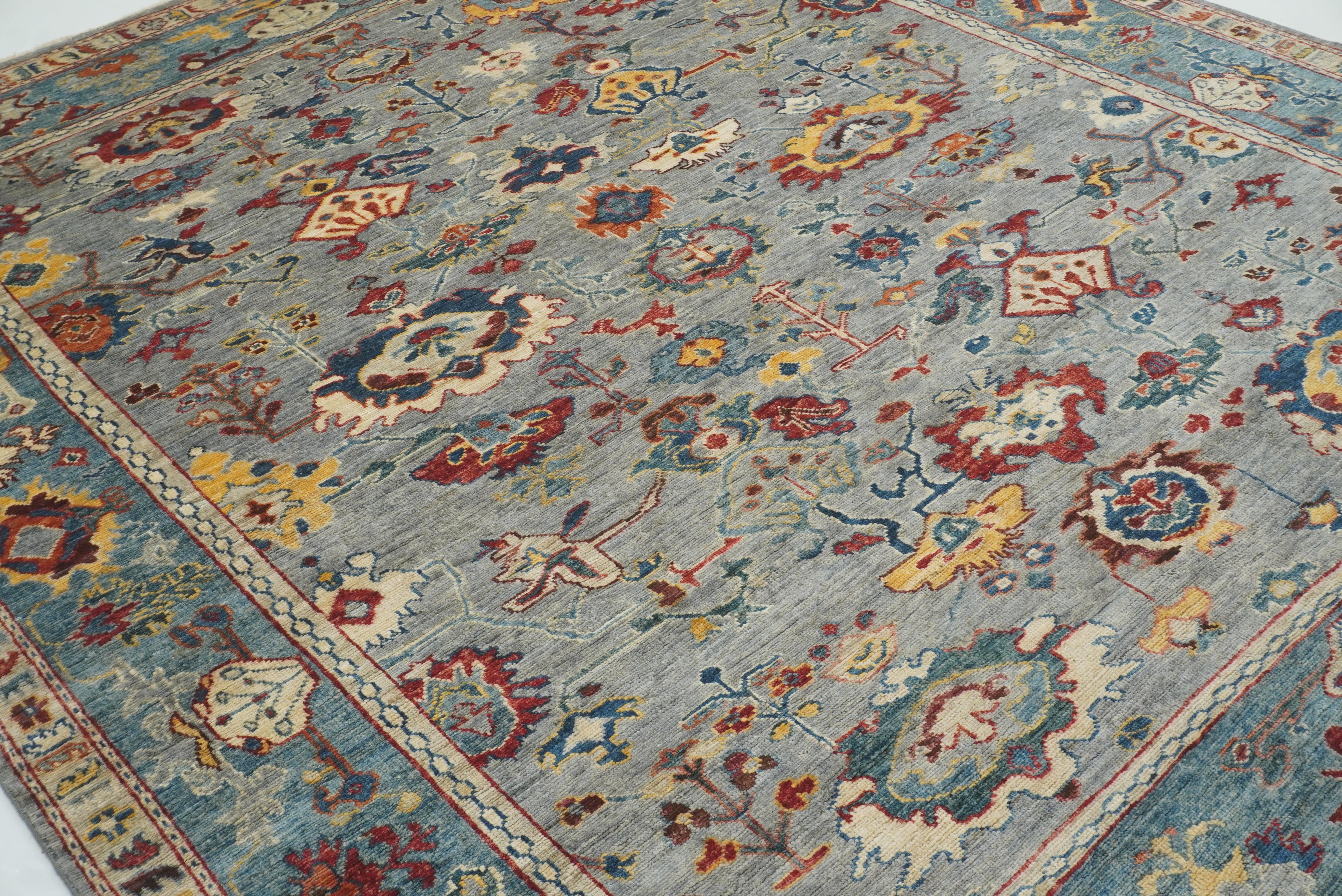 8x10 Gray Oushak Hand knotted Oriental Rug - Yildiz Rugs