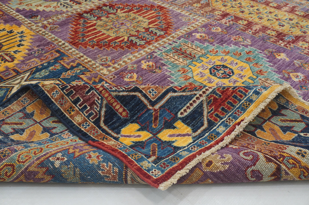 6x8 Purple Baluch Afghan Hand Knotted Bohemian Rug