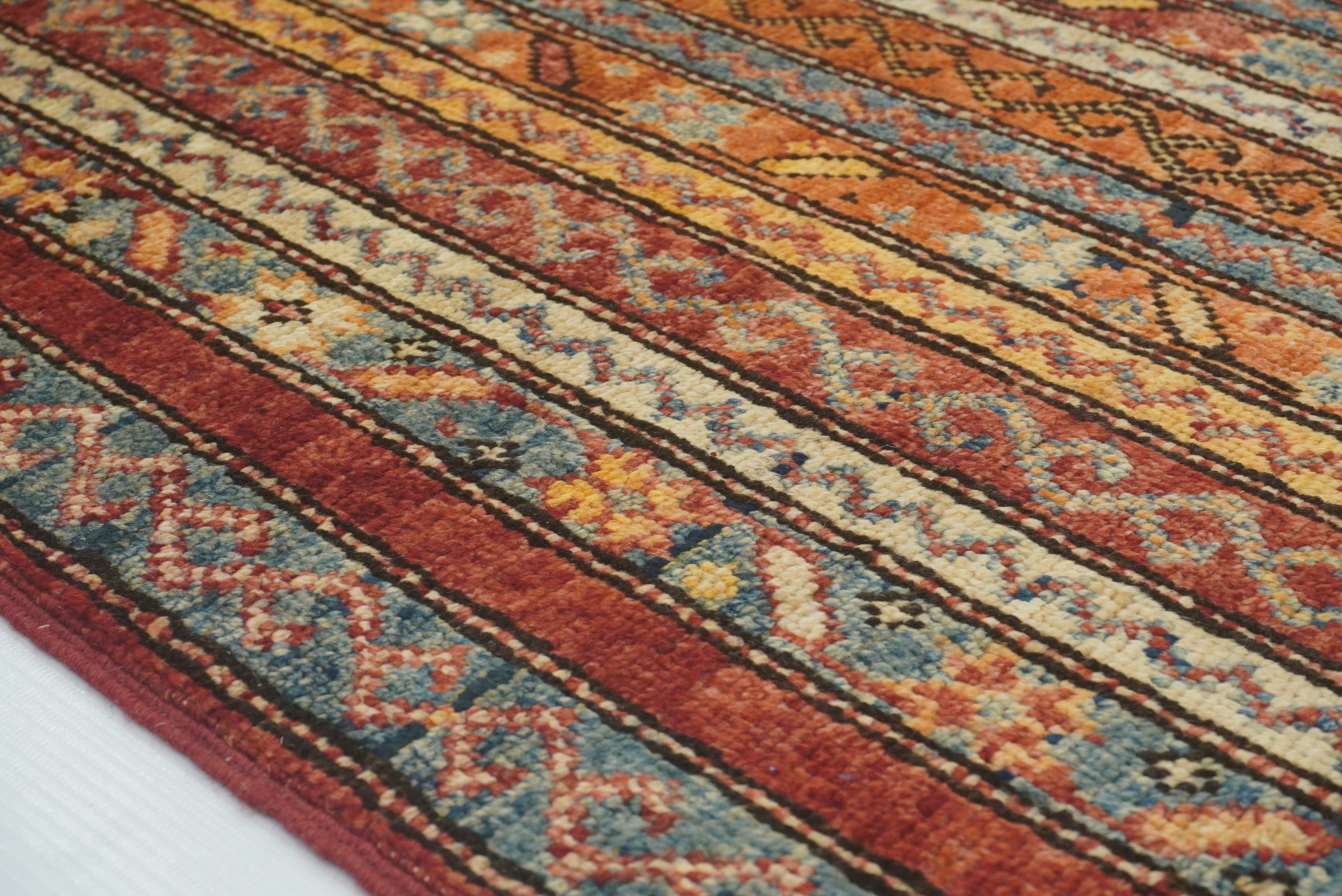 2x5 Red Shaal Turkish Hand knotted Wool Runner Rug - Yildiz Rugs