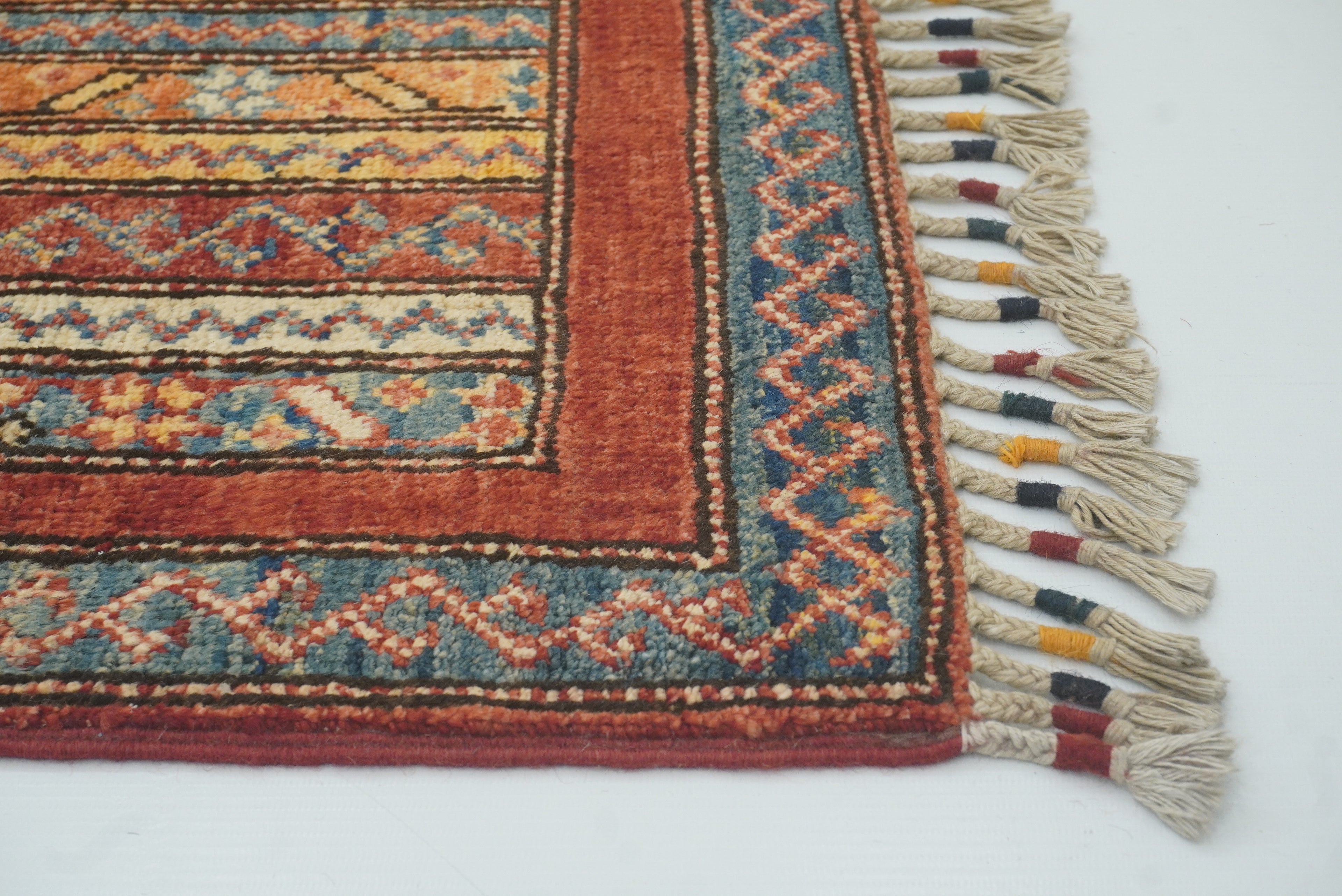 2x5 Red Shaal Turkish Hand knotted Wool Runner Rug - Yildiz Rugs