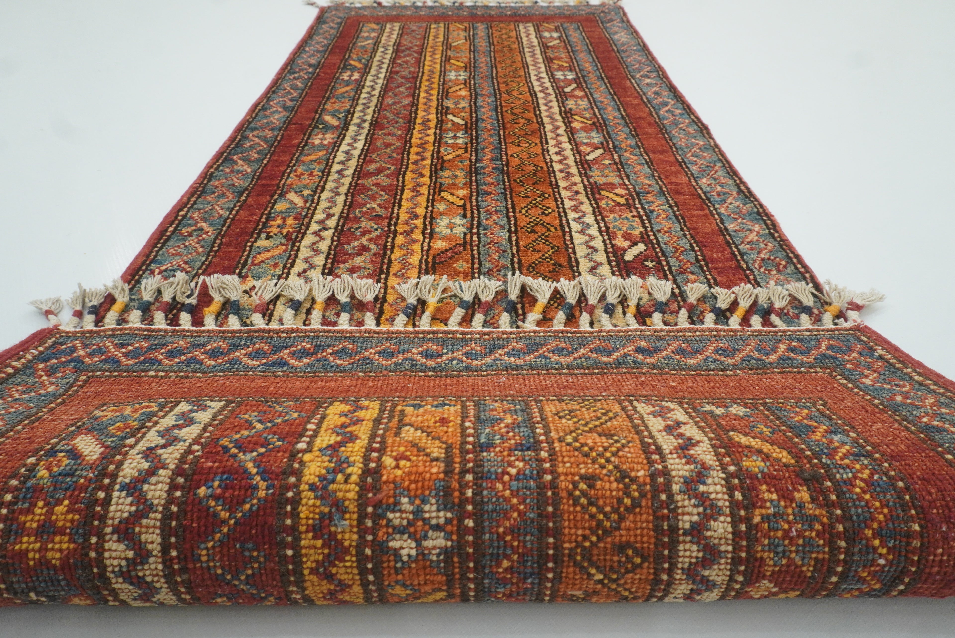 2x5 Red Shaal Turkish Hand knotted Wool Runner Rug - Yildiz Rugs